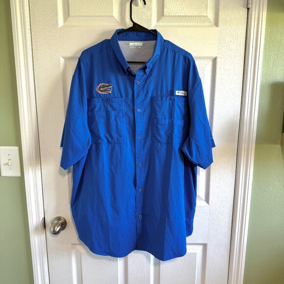 Columbia PFG Vented Florida Gators Mens Shirt XL Blue Button Up Outdoor Casual - Picture 1 of 10
